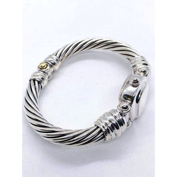 David Yurman Hinge Watch Case Bangle Bracelet 925 585 14k 6" - Picture 4 of 10